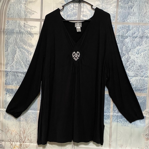 Fair Lady V-Neck Rhinestone Embellished Tunic Size 22 - Picture 1 of 5